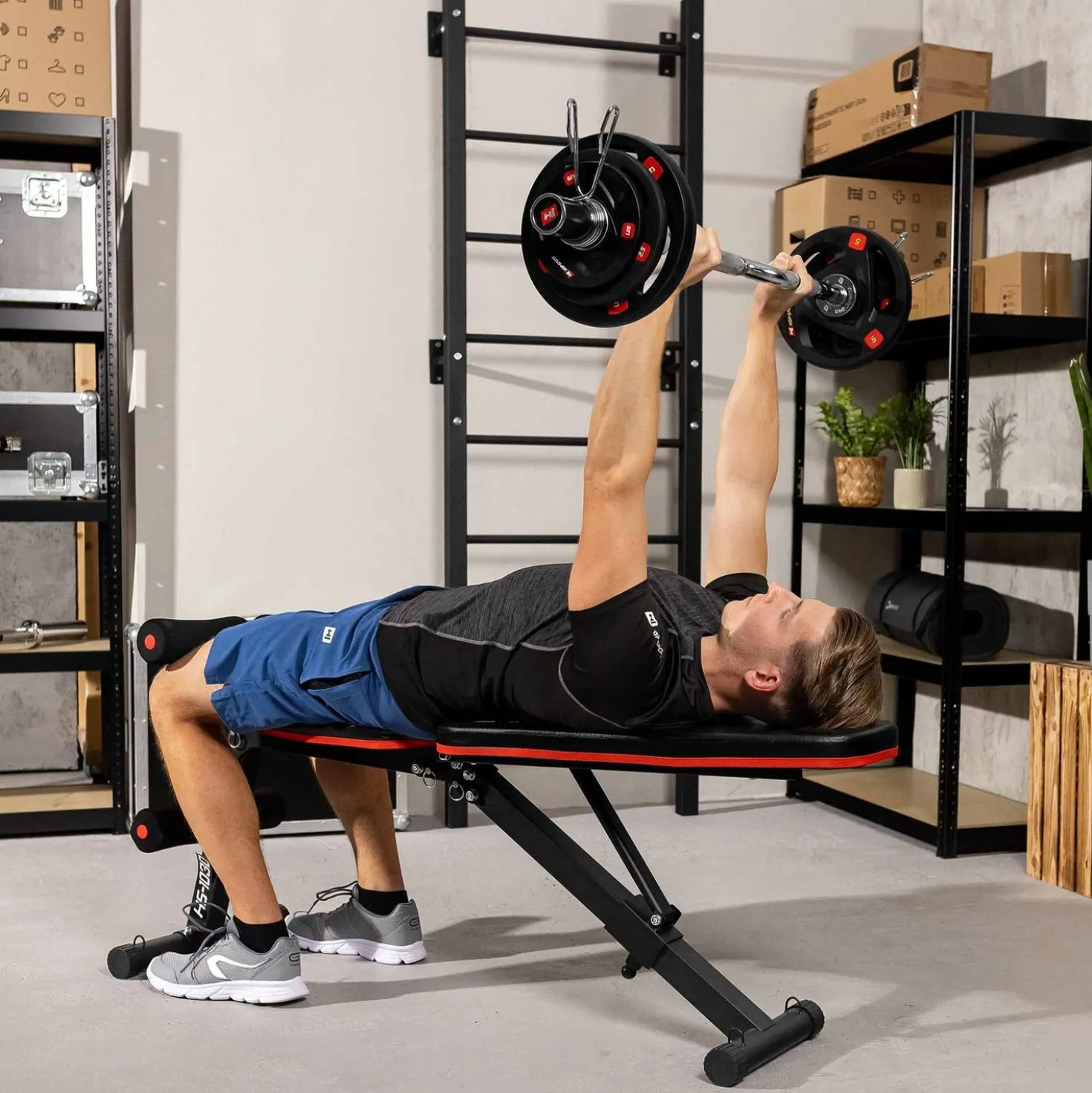 Ławka do ćwiczeń Hop-Sport HS-1030 z blokadą nóg