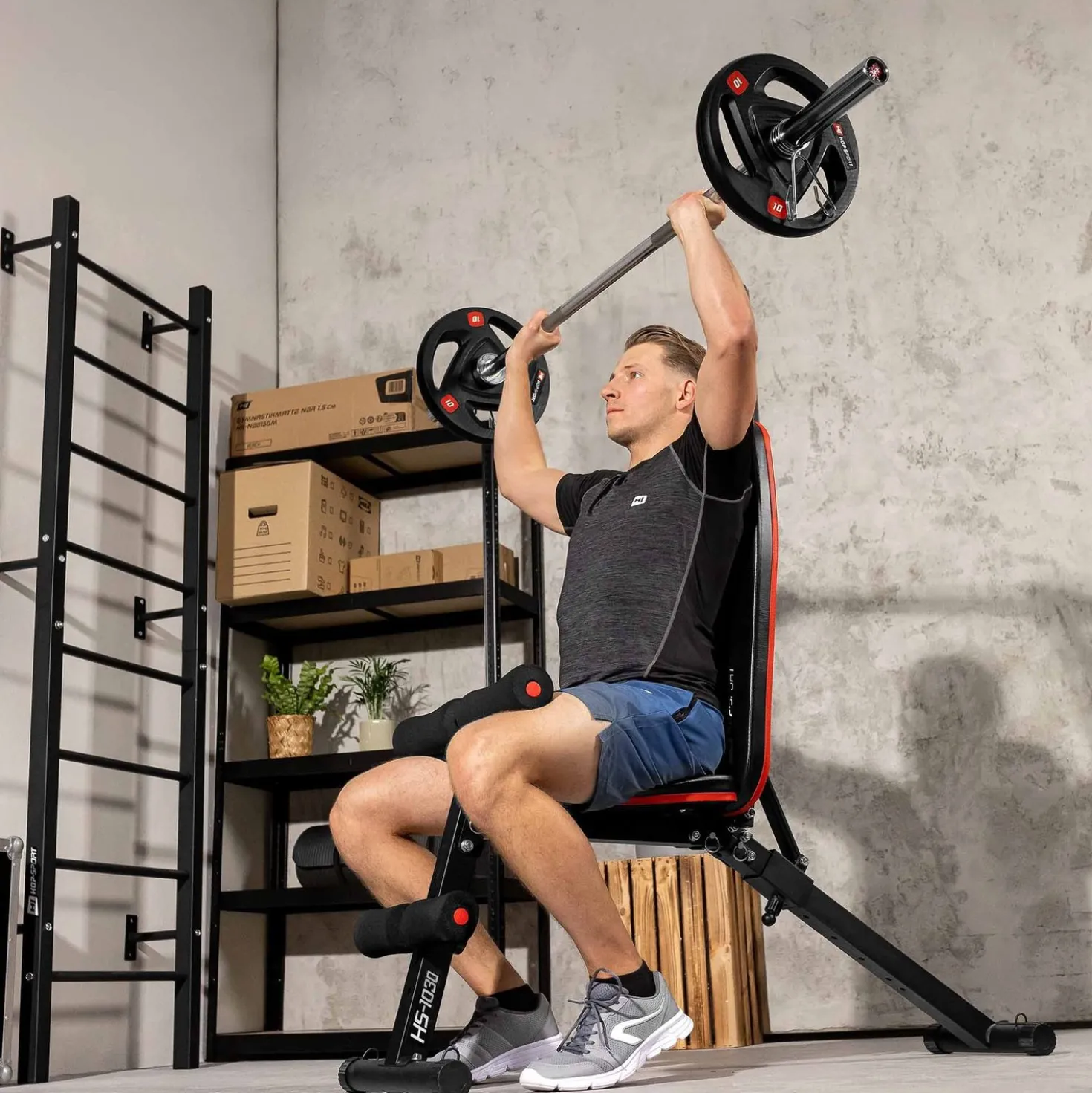 Ławka do ćwiczeń Hop-Sport HS-1030 z blokadą nóg