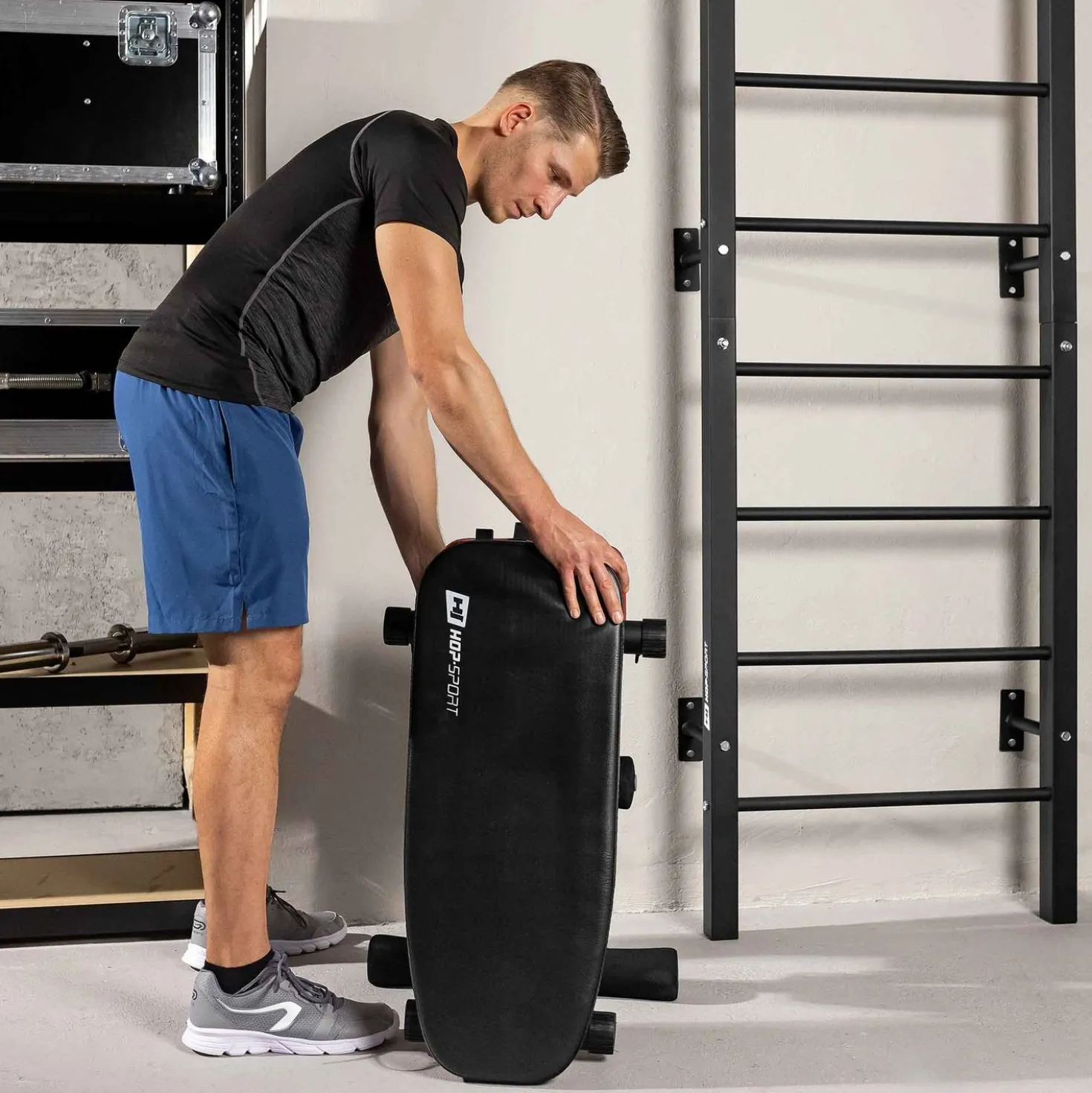 Ławka do ćwiczeń Hop-Sport HS-1030 z blokadą nóg