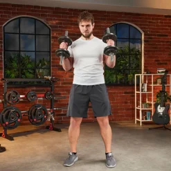 Hantla żeliwna strong Hop-Sport 1x30kg z rękawiczkami