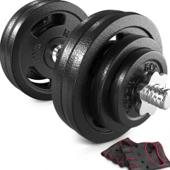 Hantla żeliwna strong Hop-Sport 1x30kg z rękawiczkami