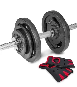 Hantla żeliwna strong Hop-Sport 1x20kg z rękawiczkami