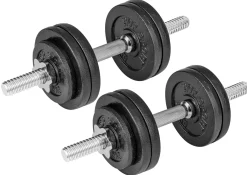 Hantle żeliwne strong Hop-Sport 2x15kg z rękawiczkami