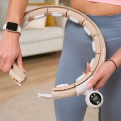 Hula-hop z obciążeniem i licznikiem beżowe