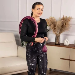 Hula-hop z obciążeniem i licznikiem ciemnoróżowe
