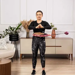Hula-hop z obciążeniem i licznikiem ciemnoróżowe
