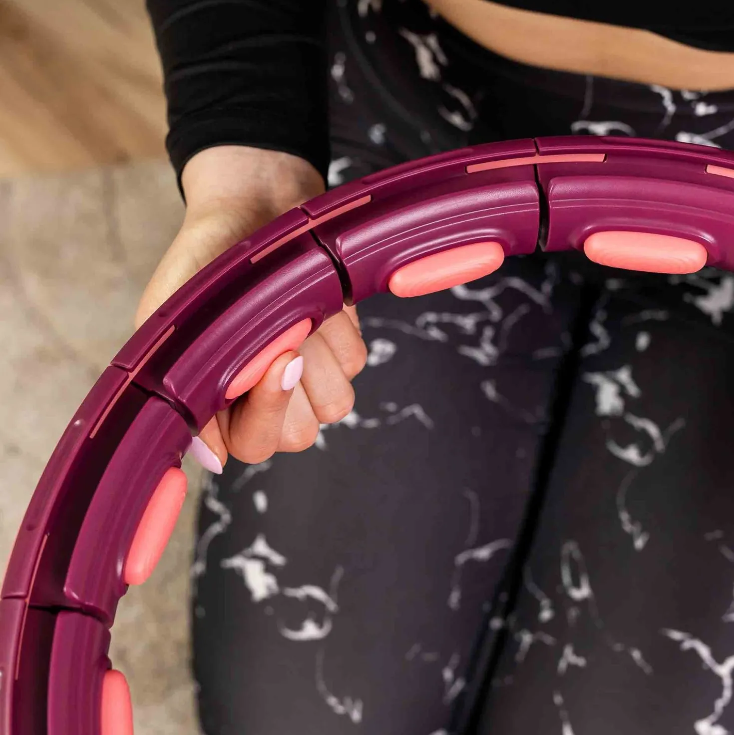 Hula-hop z obciążeniem i licznikiem ciemnoróżowe