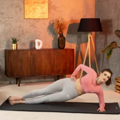 Mata do ćwiczeń fitness NBR 2cm - czarna - 190x60 cm, antypoślizgowa
