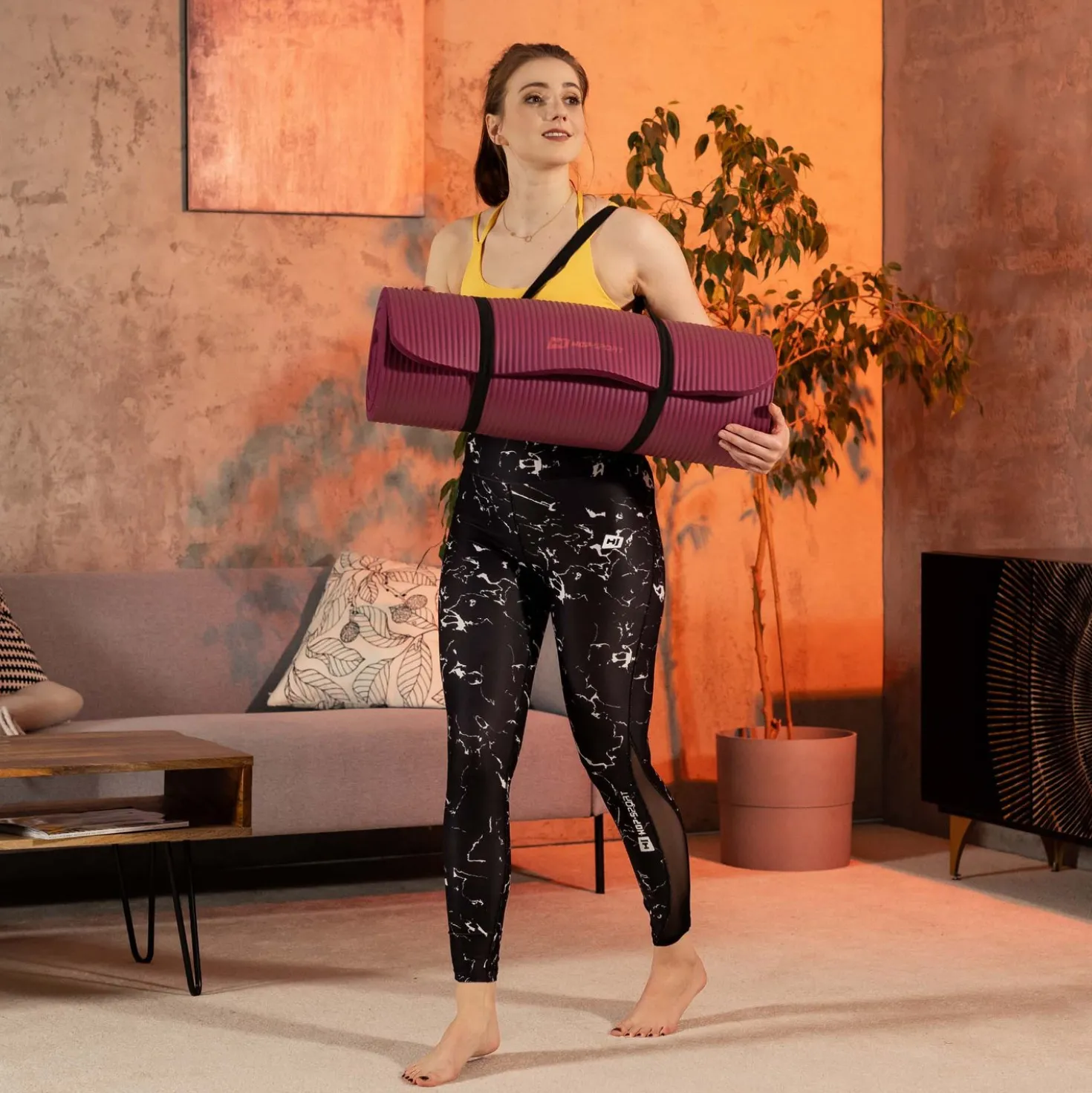 Mata fitness NBR 1cm - amarantowa - 190x60 cm