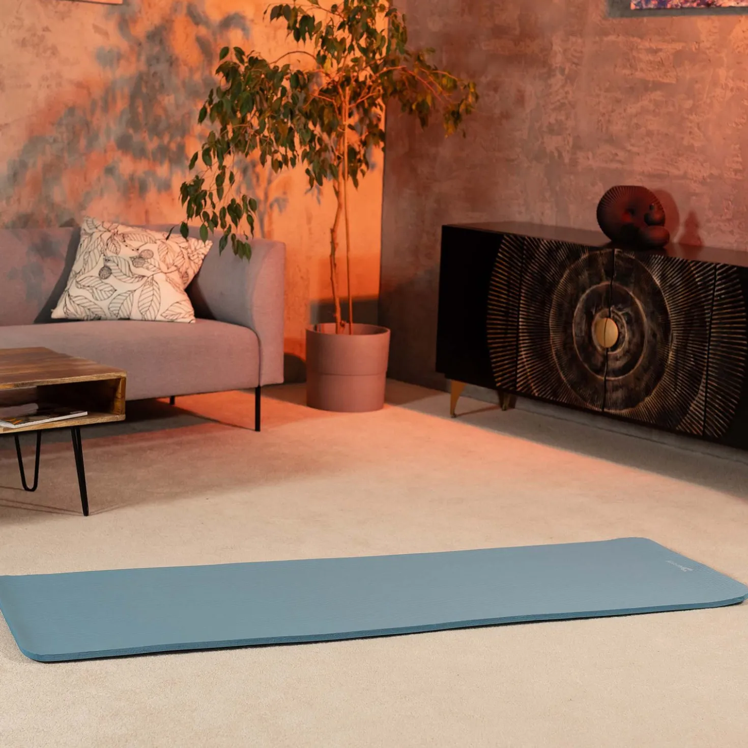 Mata fitness NBR 2cm - błękitna - 190x60 cm