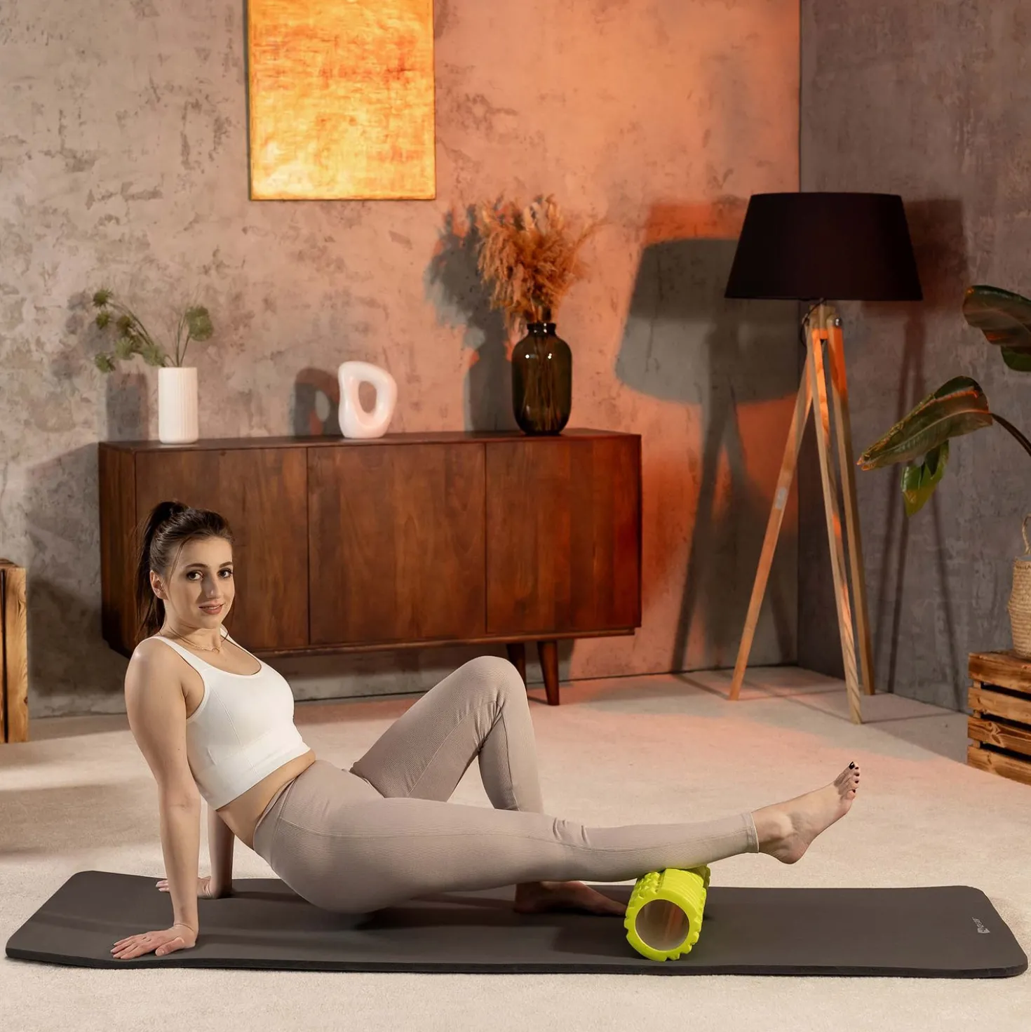 Mata fitness NBR 1cm - szara - 190x60 cm