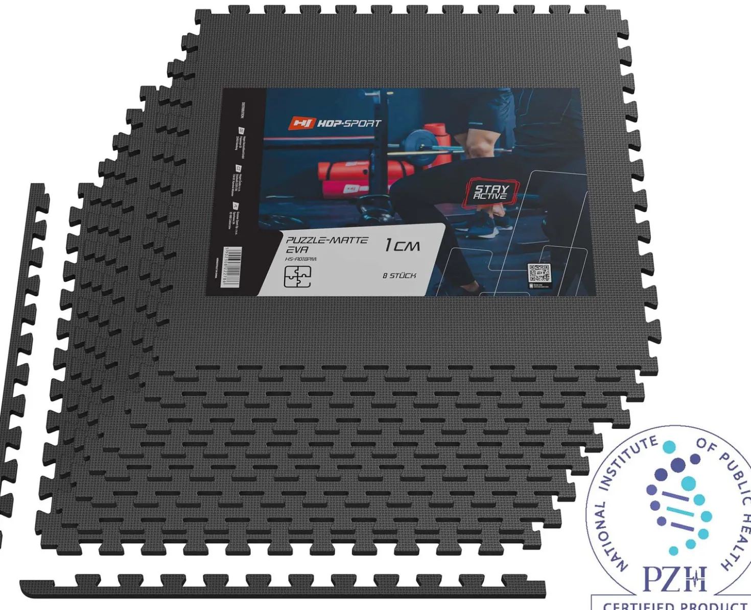 Mata puzzle EVA 1cm czarna - 8 sztuk