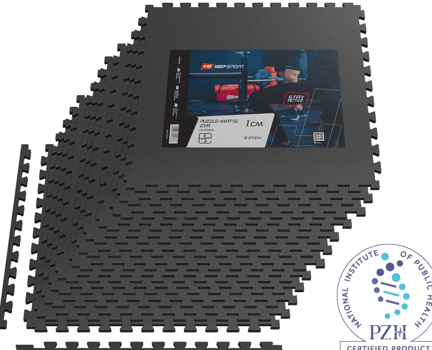 Mata puzzle EVA 1cm czarna - 12 sztuk