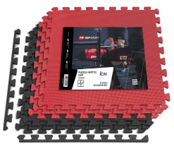 Mata puzzle EVA 1cm czarno/czerwona - 6 sztuk