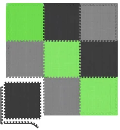 Mata puzzle EVA 1cm czarno/szaro/zielona - 9 sztuk