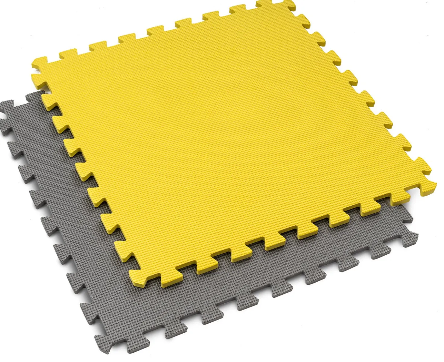 Mata puzzle EVA 1cm szaro/żółta - 4 sztuki