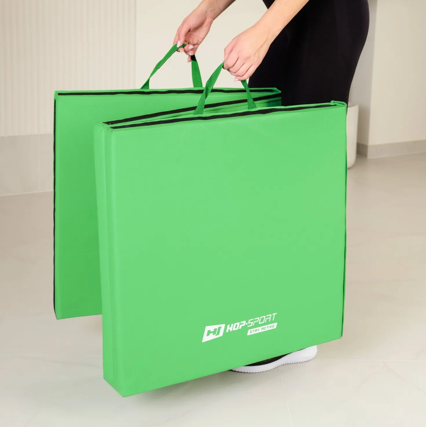 Materac gimnastyczny składany miękki z rzepami 5cm - zielony