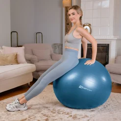 Piłka fitness 85cm z pompką - niebieska