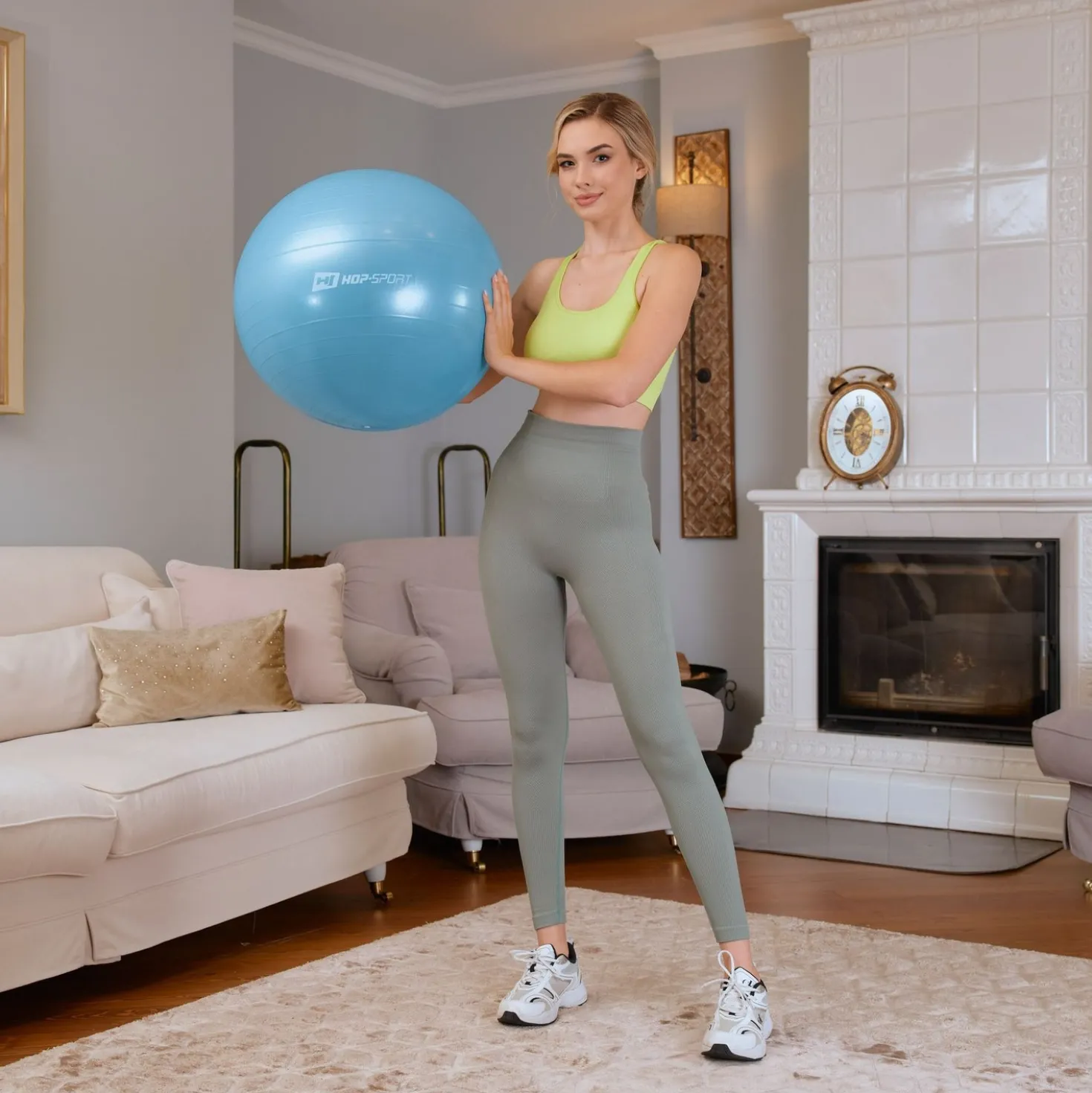 Piłka fitness 45cm z pompką - niebieska