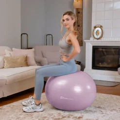 Piłka fitness 65cm z pompką - różowa