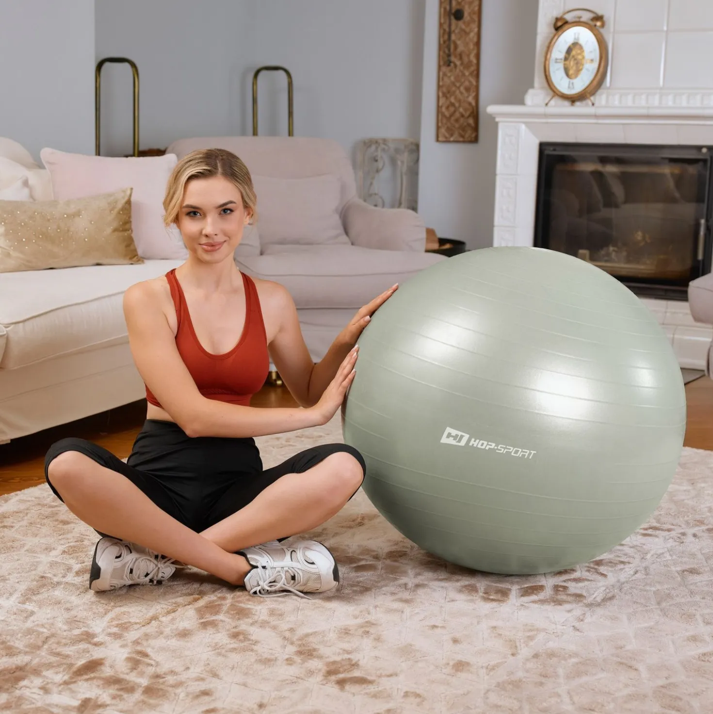 Piłka fitness 85cm z pompką - zielona