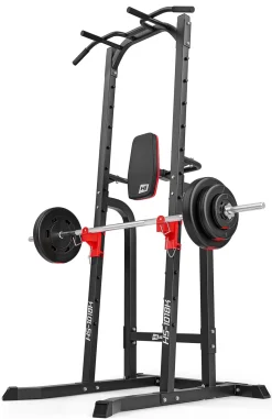 Poręcze treningowe HS-1018K z drążkiem i uchwytami pod sztangę