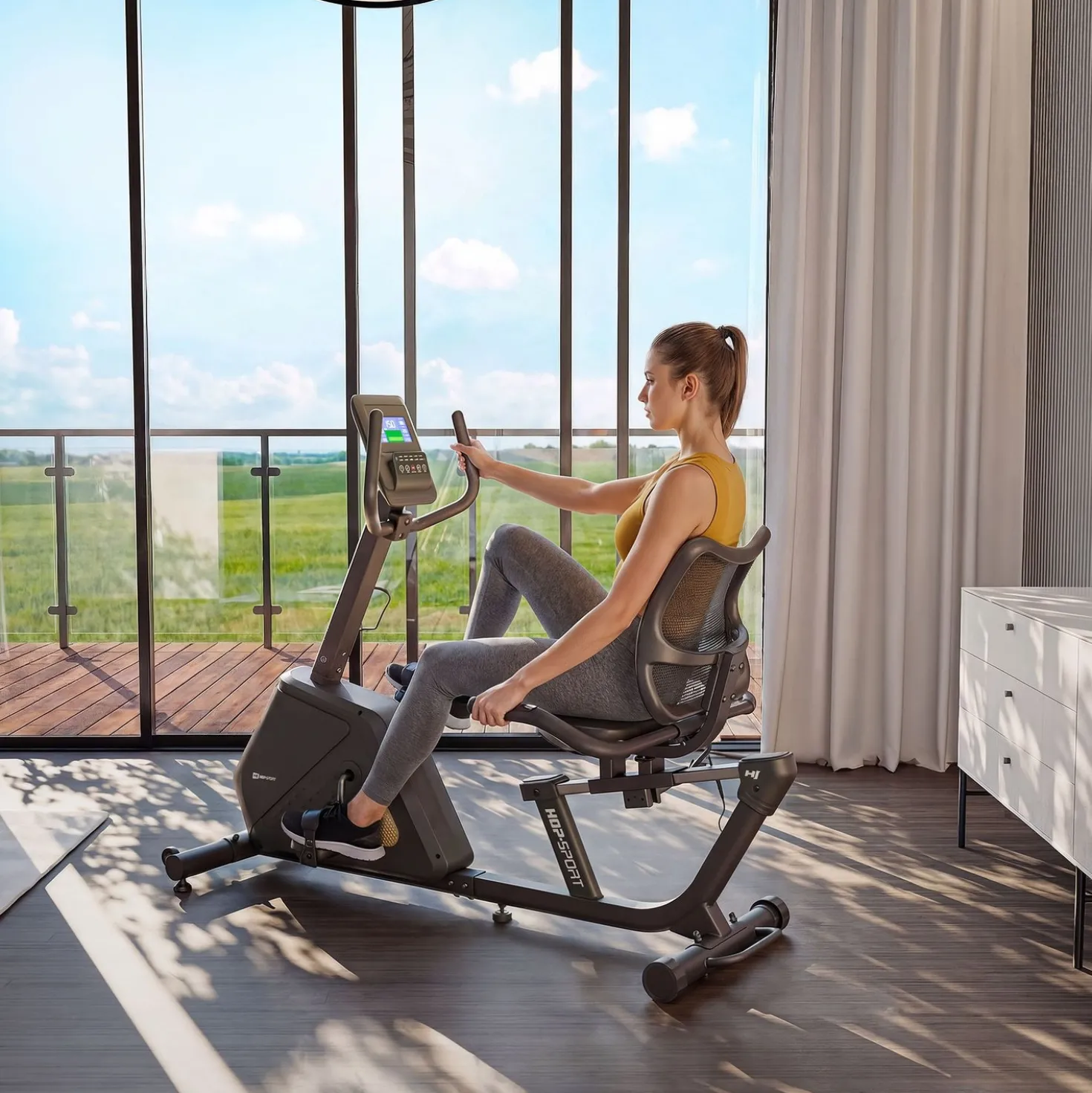 Rower leżący elektryczno-magnetyczny HS-4500L Arkil czarny-złoty