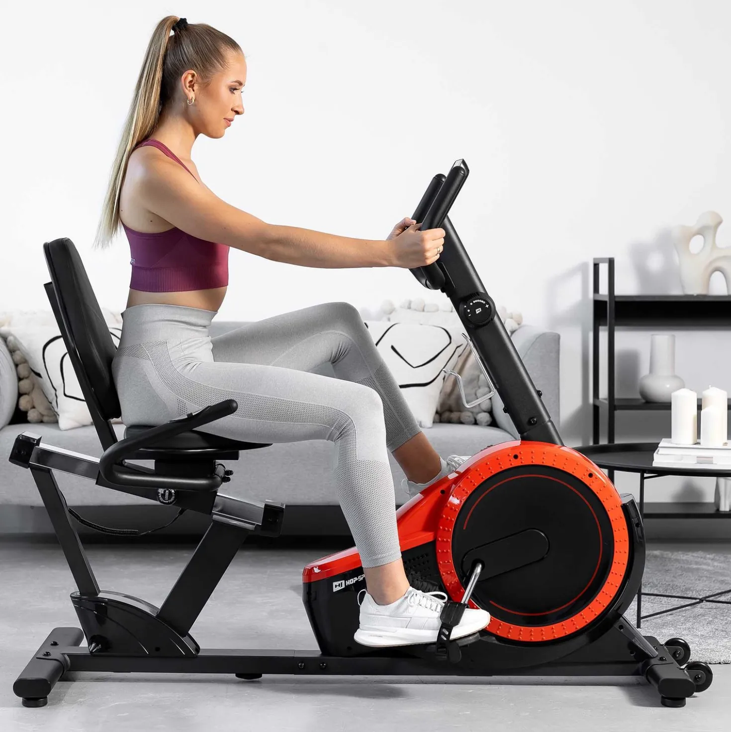 Rower leżący magnetyczny HS-060L Pulse czerwony