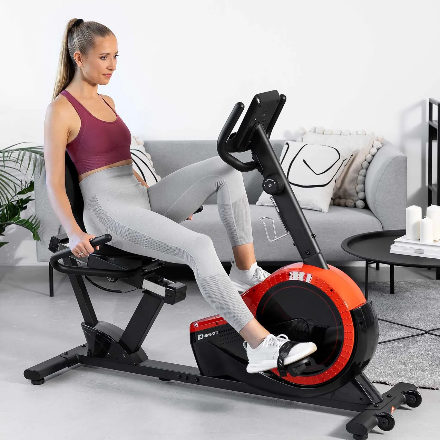 Rower leżący magnetyczny HS-060L Pulse czerwony