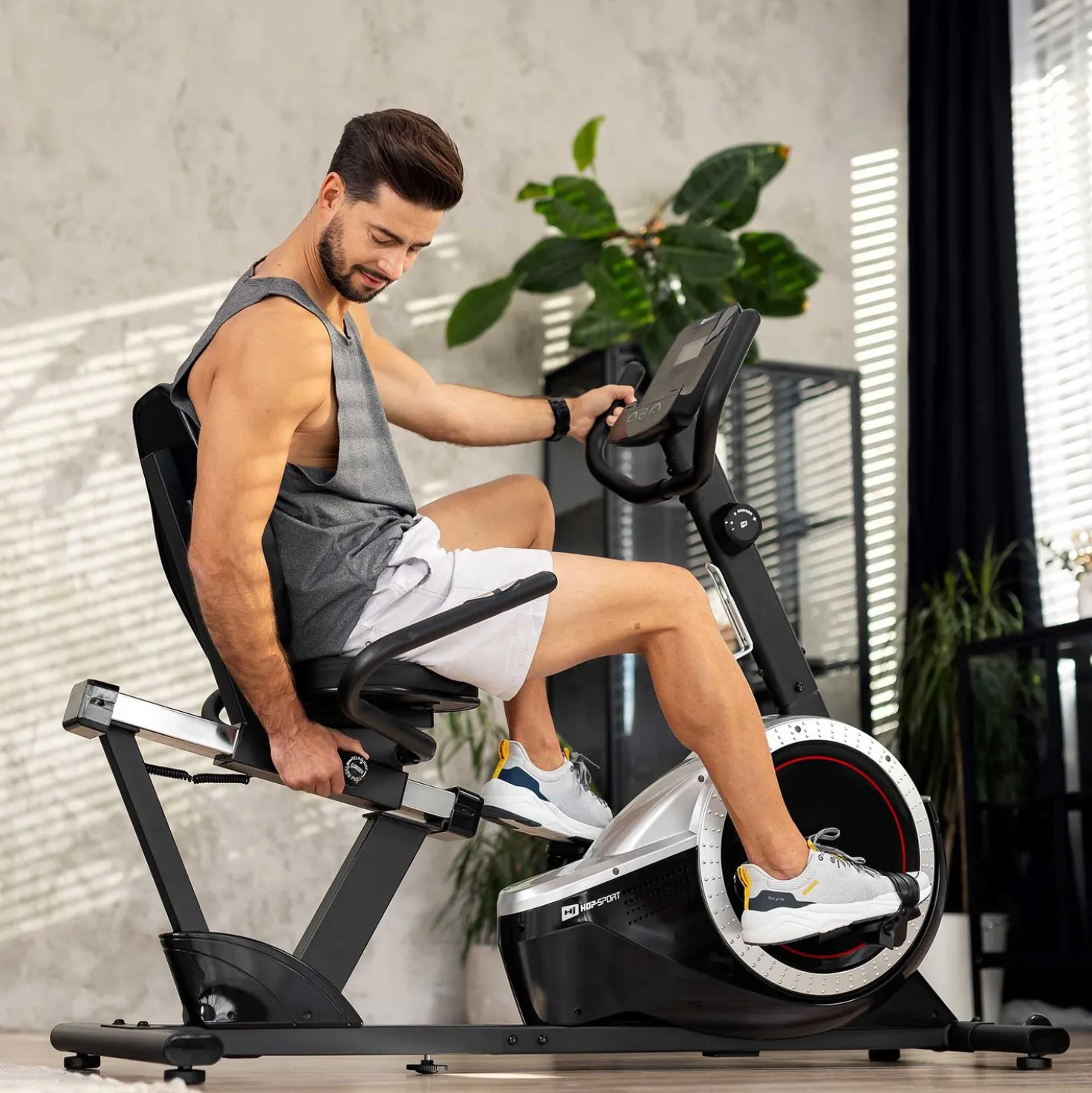 Rower leżący magnetyczny HS-060L Pulse srebrny