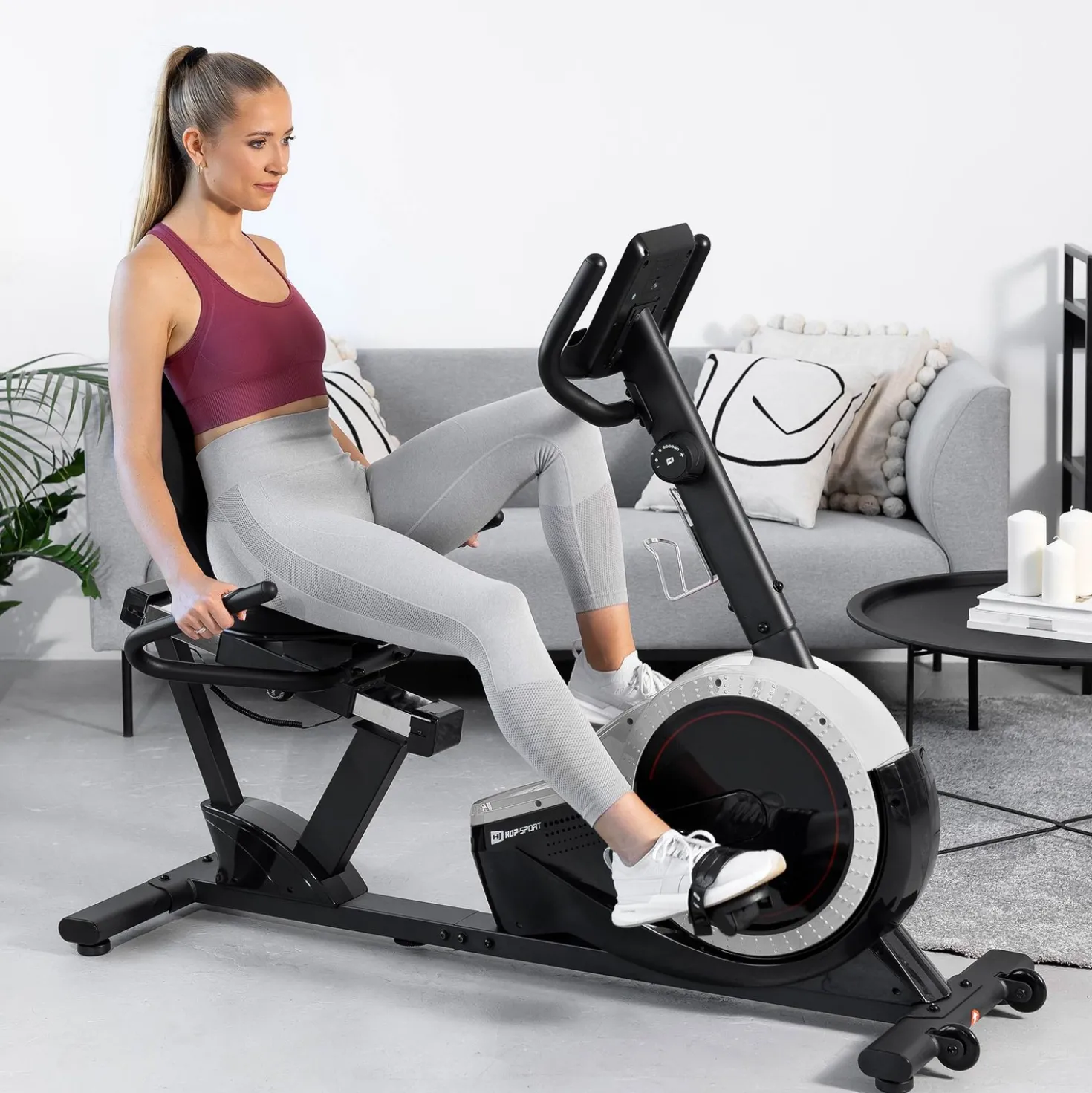 Rower leżący magnetyczny HS-060L Pulse srebrny