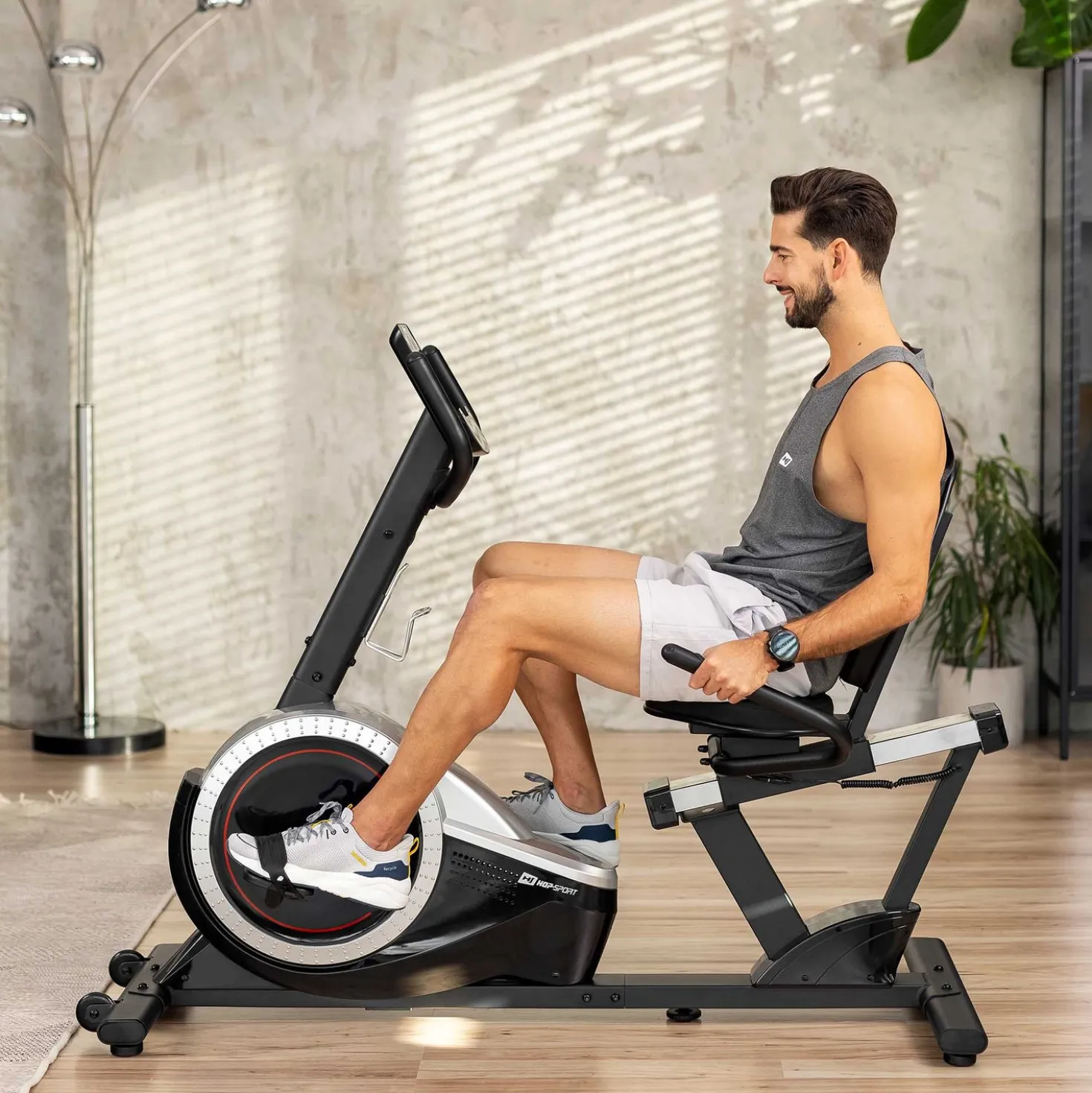 Rower leżący magnetyczny HS-060L Pulse srebrny