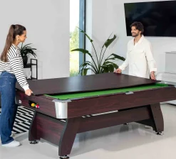 Stół bilardowy spływowy Vip Extra 9 FT wiśnia zielony z nakładką ping-pong blat