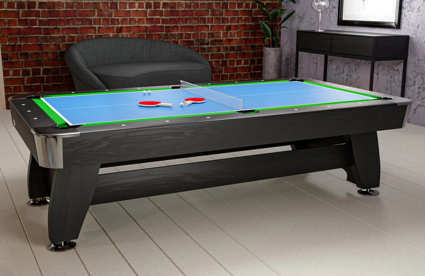 Stół bilardowy spływowy Vip Extra 9 FT czarno zielony z nakładką ping-pong cymbergaj