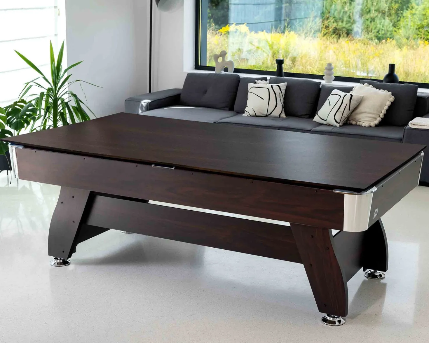 Stół bilardowy spływowy Vip Extra 9 FT brąz zielony z nakładką ping-pong blat