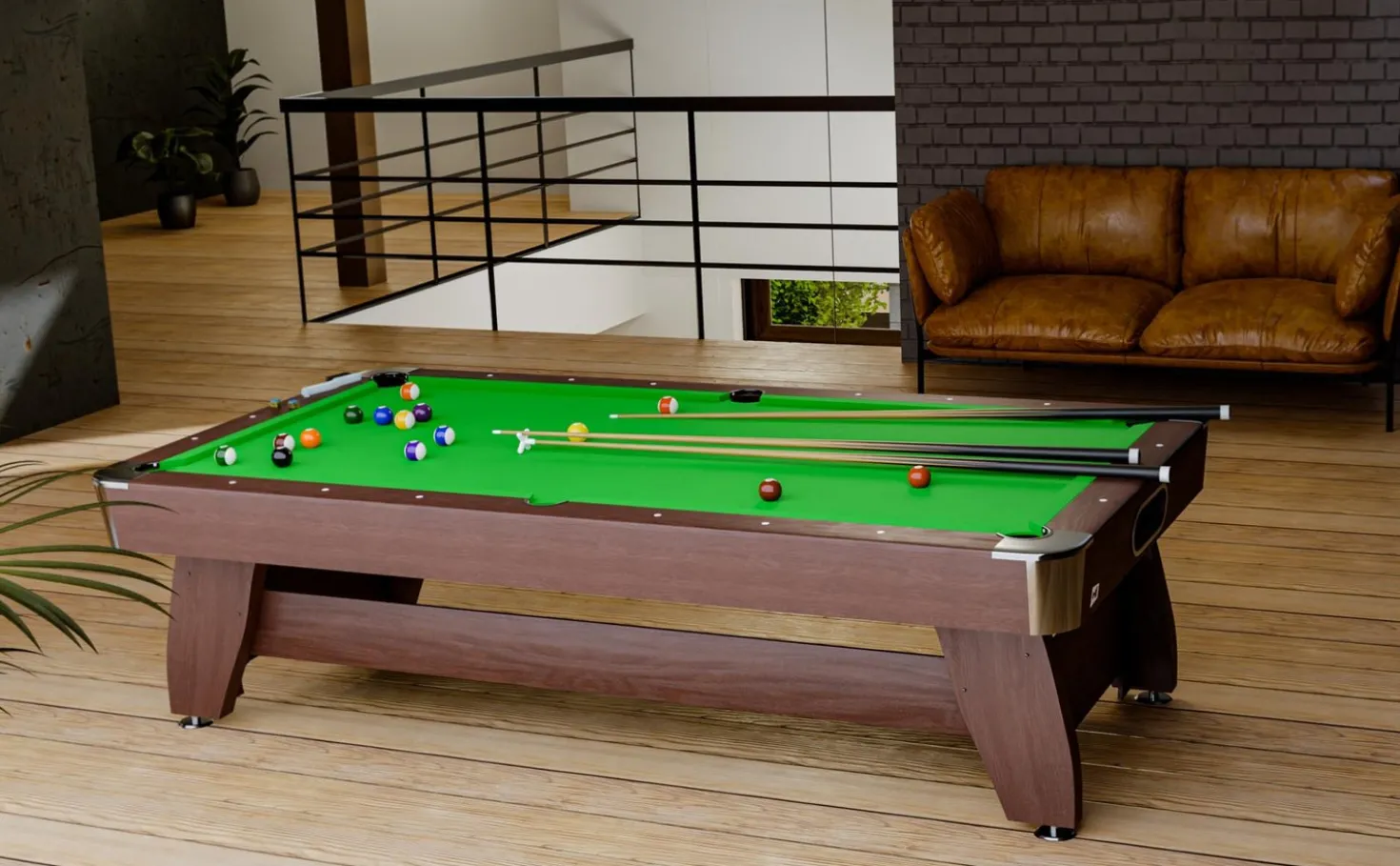 Stół bilardowy spływowy Vip Extra 9 FT brąz zielony z nakładką ping-pong blat