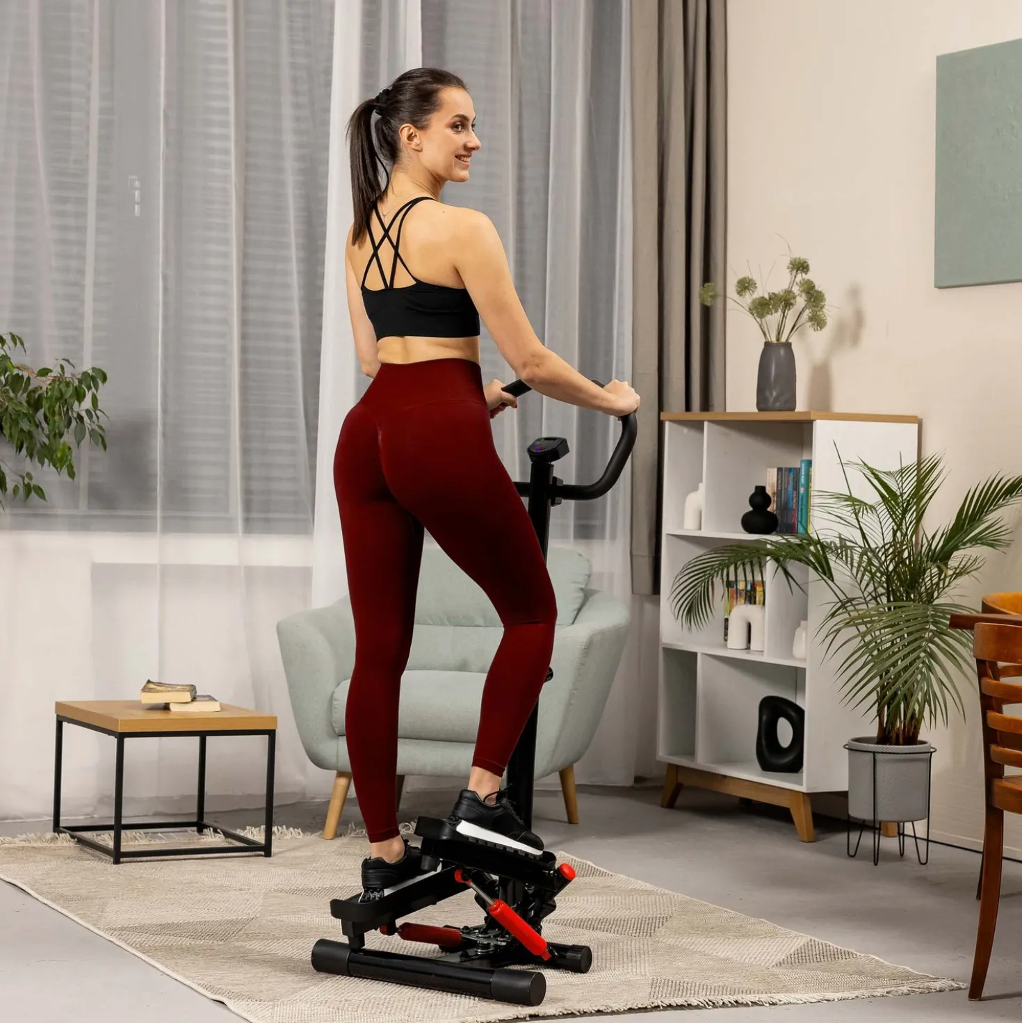 Stepper skrętny z kolumną HS-055S Noble czerwony