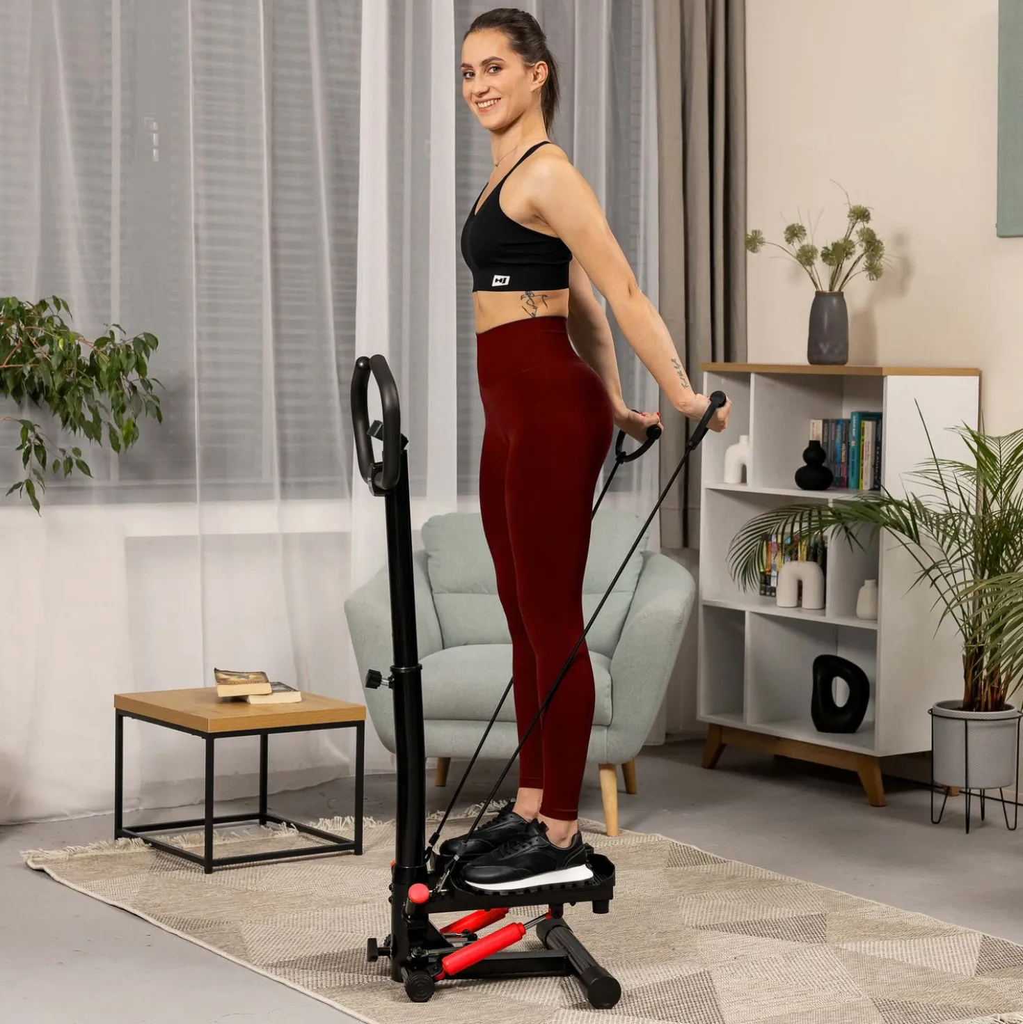 Stepper skrętny z kolumną HS-055S Noble czerwony