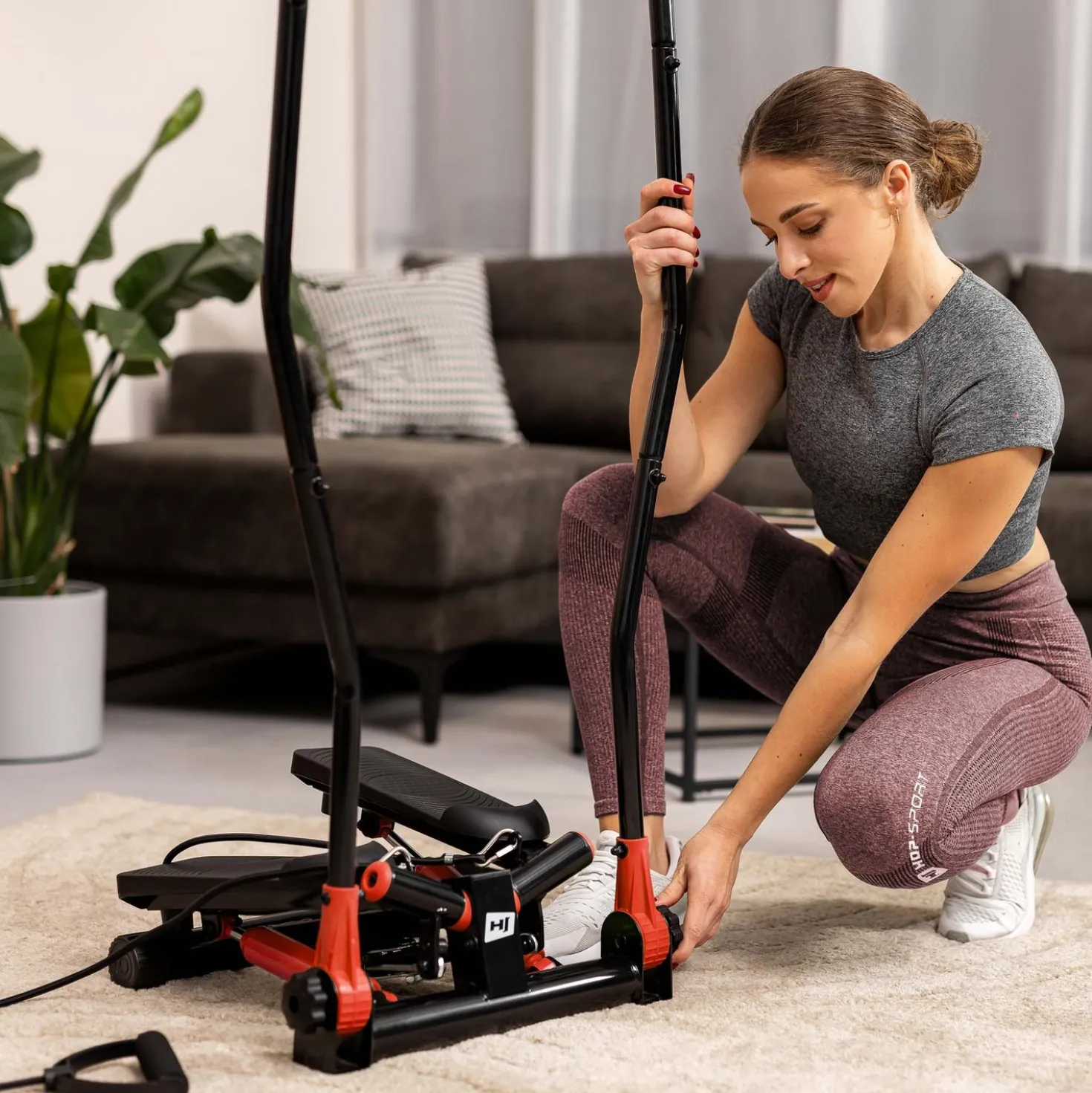 Stepper skrętny z ramionami HS-045S Slim czerwony