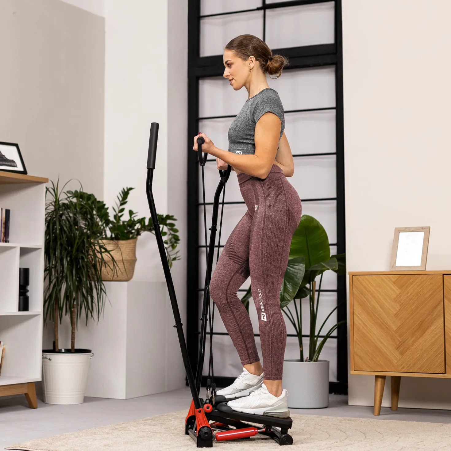 Stepper skrętny z ramionami HS-045S Slim czerwony