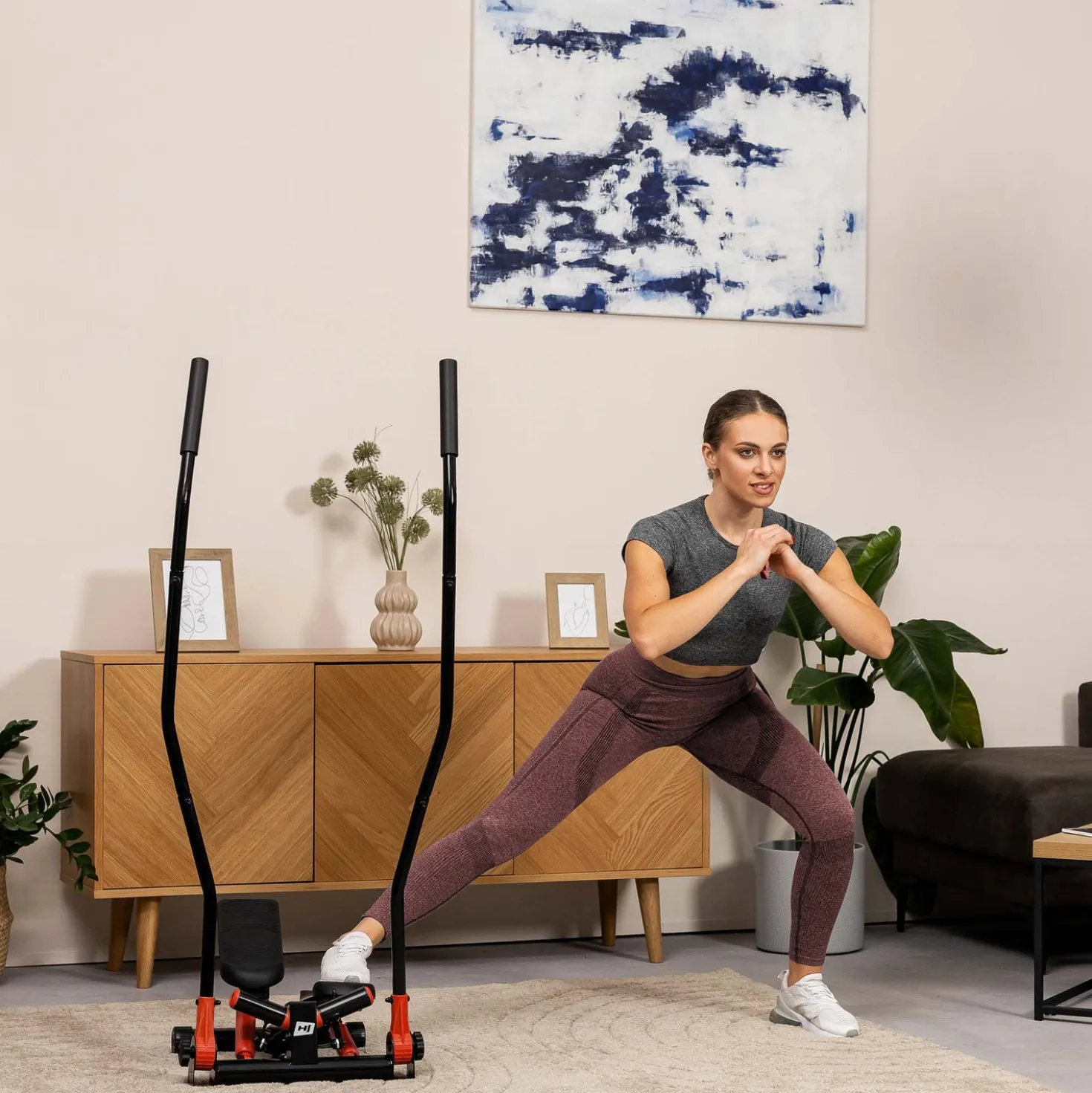 Stepper skrętny z ramionami HS-045S Slim czerwony