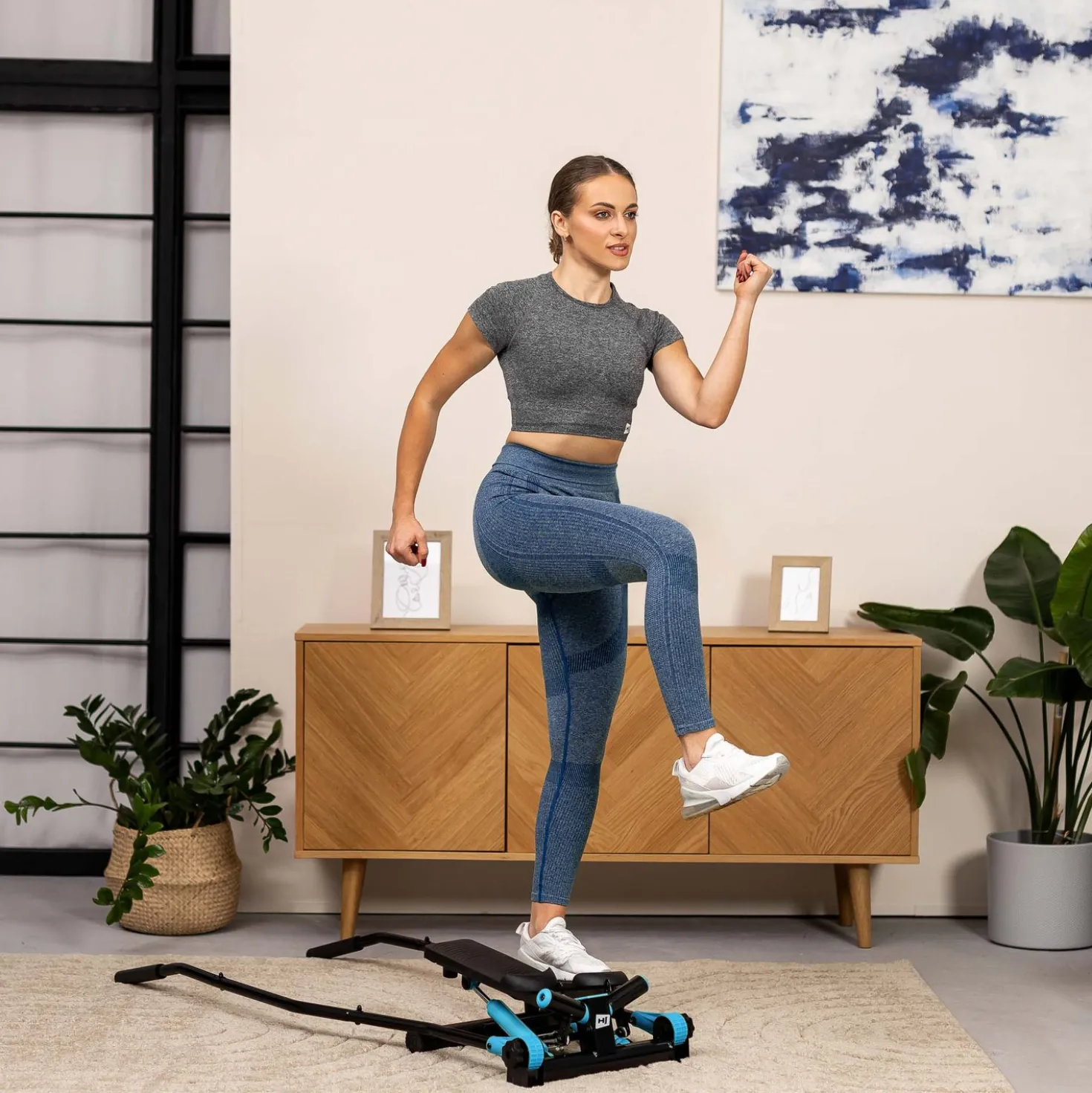 Stepper skrętny z ramionami HS-045S Slim niebieski