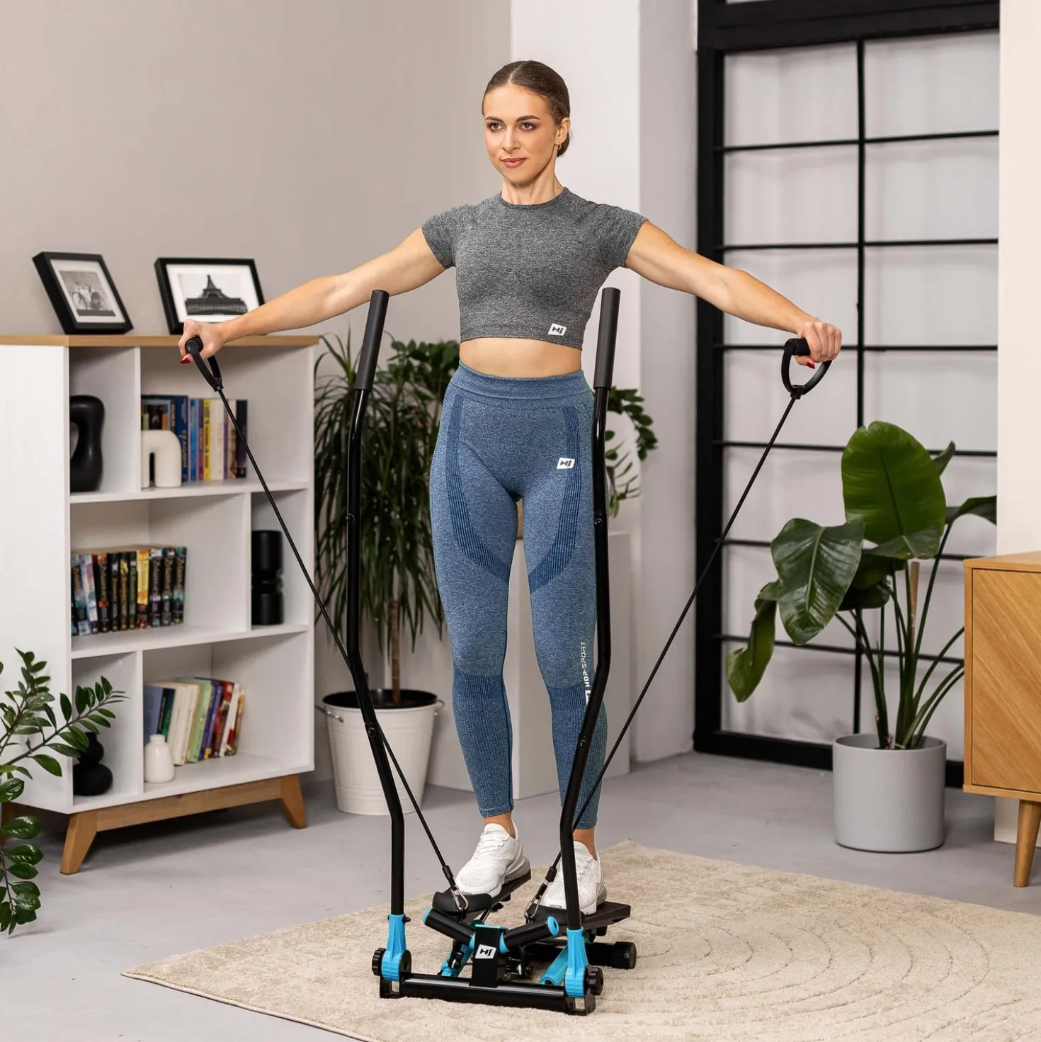 Stepper skrętny z ramionami HS-045S Slim niebieski