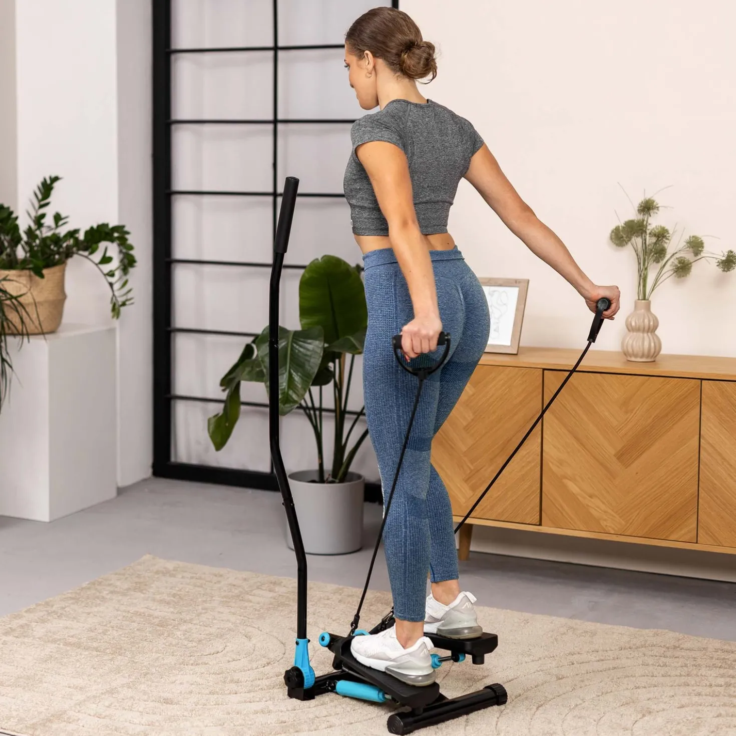 Stepper skrętny z ramionami HS-045S Slim niebieski