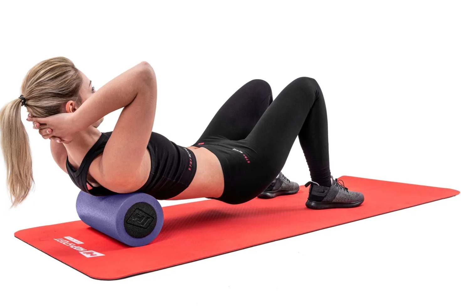 Wałek roller do masażu EPE 30cm fioletowo-czarny