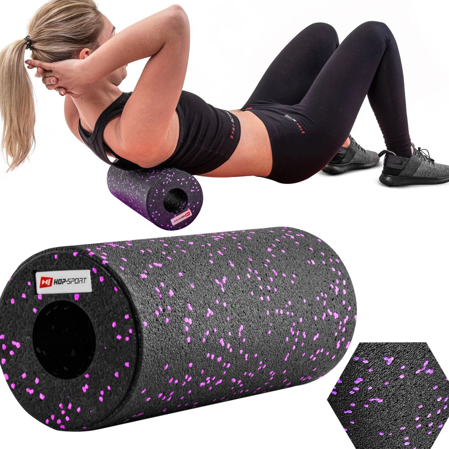 Wałek roller do masażu EPP pusty 33cm fioletowy