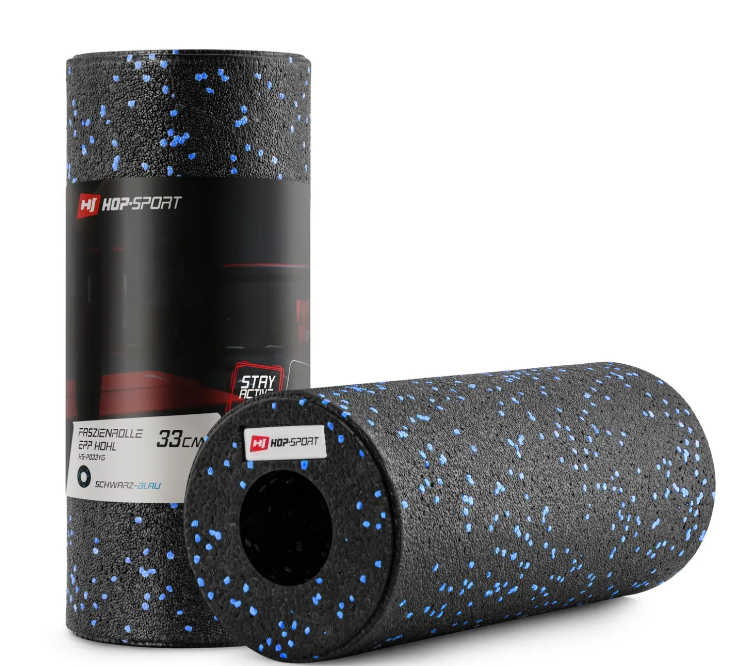 Zestaw dużych piłeczek do masażu+roller czarno-niebieski