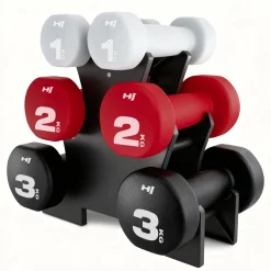 Zestaw hantli fitness okrągłych ze stojakiem 12 kg