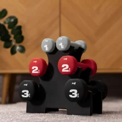 Zestaw hantli fitness okrągłych ze stojakiem 12 kg