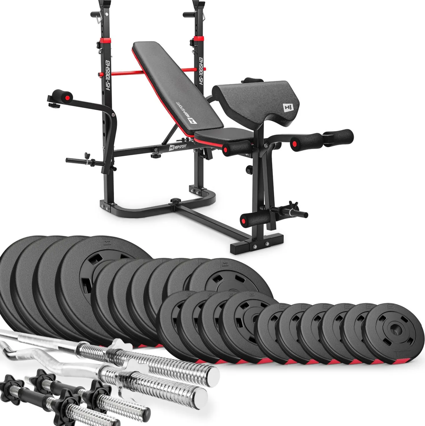 Zestaw kulturystyczny Premium 105kg z ławką hs-1065
